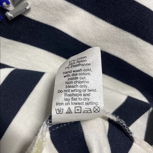 J Crew Factory Women’s Sz S Shell Top W/ Rhinestone At Neck Blue White C5979 - Picture 7 of 9